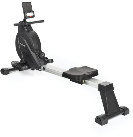 TREXO Máquina de Remo con Sistema de Resistencia magnética 1-16, Volante de inercia de 3,5 kg, indicador de Peso, construcción Estable, ergómetro, Entrenador de Remo, Negro RM100