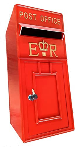 Post Box Letterbox Replica ER Lockable Front Door Cast Post Office Red Mail Box