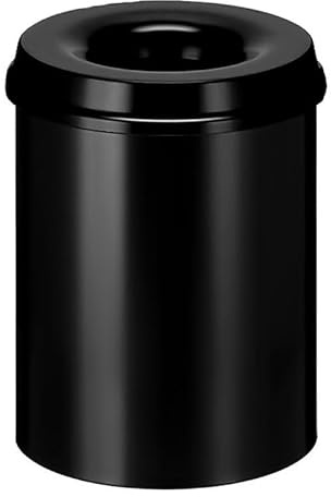 PROREGAL Selbstlöschender Papierkorb & Abfallsammler aus Metall | 15 Liter, HxØ 36x26cm | Schwarz