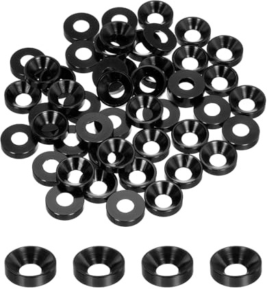 QUARKZMAN 50 Pièces Rondelles à Contre-Alésage M6 13,8 mm/0,54 Noir | Alliage d'Aluminium Anodisé, Joints de Culasse pour Vis RC/FPV/PC/Pièces d'Accessoires de Drone