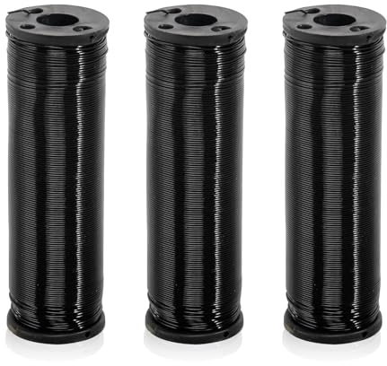 300mx0,7mm Basteldraht Schwarz, 3 Rollen Pflanzendraht Robuster Wickeldraht Gartendraht Blumendraht Bindedraht Dünn für Handwerk Pflanzen Blumen Garten Basteln