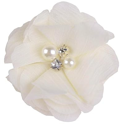 YYCRAFT 30 handgefertigte Chiffon-Blumen-Strass-Haar-Stirnbänder, Blumenverzierung für Bastelprojekte, Elfenbeinfarben