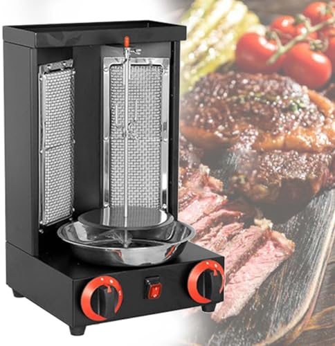 DPLWJPP Máquina De Kebab De Gas,Barbacoa Vertical Automática,Kebab Maquina Giratoria Eléctrica,Horno De Barbacoa De Asador Vertical Giratorio De 360°,A-Black