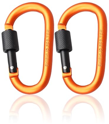 2Pcs Carabiner Clip Locking Carabiner, 7.8cm/3inch Orange Aluminum Alloy D-Ring Carabiners Key Locking Key Chain Clip Hook for Camping, Hiking, Traveling, Fishing, Backpack Keychains Keyring Outdoor