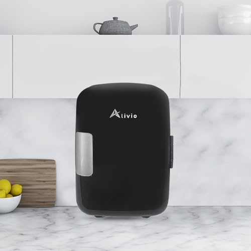 Alivio 4L Portable Mini Fridge for Bedroom Drinks Tabletop Worktop Student (Black)