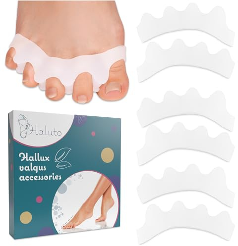 HALUTO 3 par/6 st. tåseparator för alla tår – hallux valgus korrigering – tåavskiljare för överlappande tår – korrigering – tåstretch – tåavstånd