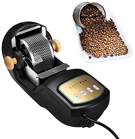 300g Elektrischer Kaffeeröster Heißluft-Kaffeeröstmaschine Mit Käfig Aus Edelstahl 304 Backgetriebe 1-7 Einstellbar Für Das Backen Von Kaffeebohnen Im Haushalt 1600W