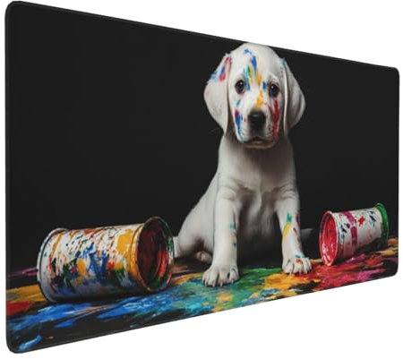 Gaming Mauspad XXL Hund Mousepad 800x400x4mm Farbe Verlängertes Mauspad Schreibtischauflage,Genähte Kanten Mauspad,Verbessert Präzision und Geschwindigkeit Wasserdicht Geeignet für Büro und Spiele