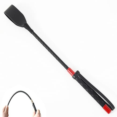 boeyeleny Reitgerte,45Cm Leder Gerte,Pferd Peitsche Whip mit Anti-Rutsch-Griff Gel Griff (Rot)
