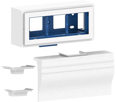 GGK - Boîtier Adaptateur Blanc pour appareillage Triple 45 x 45 Compatible avec pour plinthe électrique 4D, goulottes 12 x 22 et 15 x 30