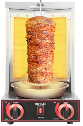 YLANMEI Máquina de Kebab a Gas para döner, 3000 W, Parrilla Vertical Gas, máquina shawarma, giratoria döner gyro, eléctrica, Barbacoa Pollo, Cordero, Ternera y Cerdo la