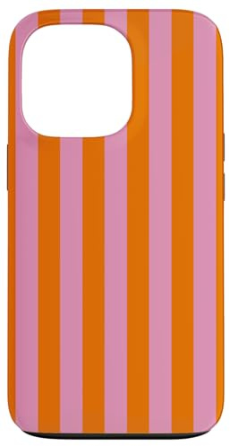 Orange Pink gestreift niedlich mädchenhaft ästhetisch adrett gestreift Hülle für iPhone 13 Pro