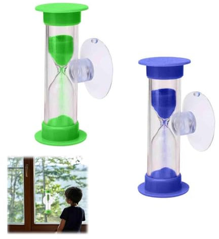 2 Pcs Sand Timer For Kids,2 Minutes Timers For Teeth,sand Timers,Hourglass,2 Minute sand Timer,for Games,Cooking,Tooth Brushing Time Countdown Calculation (Blue,Green)