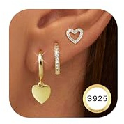 Dochais 3 par örhängen i 925 sterling silver för kvinnor 14 k guld knopp huggie ring örhänge 5 A zirkon guld örhängen staplar allergivänliga broskörhänge set för flera piercingar smycken gåva, 10