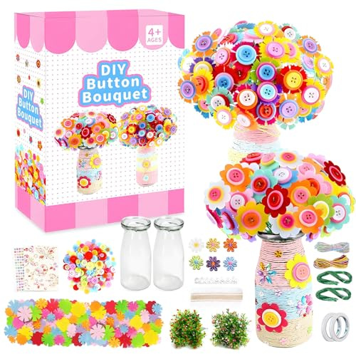 DxxD Bastelset Kinder ab 6 7 8 9 Jahre Basteln Mädchen 4-12 Jahre, Filzblumen Spielzeug Kreativ Geschenke für Mädchen, Lustiges Diy Bastelse Bastelzubehör Kinder, Kindergeburtstag Blumen Bastelkoffer