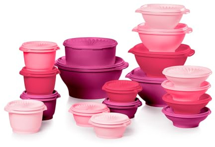 Tupperware Heritage Collection Frischhaltedosen, spülmaschinengeeignet und BPA-frei, 36-teiliges Set (18 Behälter und 18 Deckel), Vintage Pink