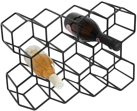 DIVCHI Wine Rack 11 Bottle Holder No Need Assembly Modern Metal Wire Wine Storage for Countertop Table Top Coffee Bar & Kitchen | Champagne Racks | Beer Stand (Black)