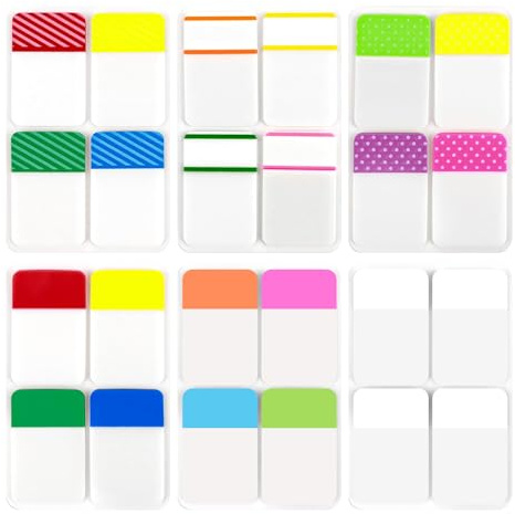 480 Stück Kleberegisterkarten Tab Marker, Sechs Stile Seitenmarker Haftstreifen Index Tabs Page Marker Klebezettel Selbstklebend Tabs Haftnotizen, Selbstklebende Haftnotizen für Schule und Büro