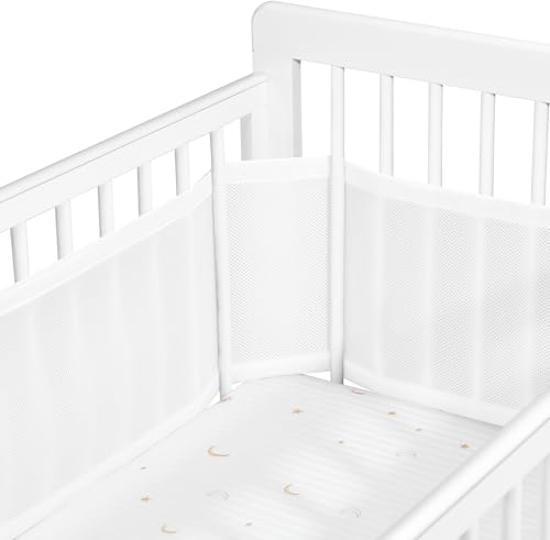 Sageky Barrière de lit réglable pour bébé – Amovible, Lavable, Portable Barrière de Protection 3D Respirante et résistante aux Chocs pour Nouveau-nés, pour Toutes Les Saisons (Blanc)