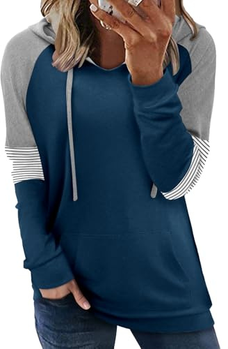 KISSMODA Womens Oversiezd Hoodies Trendy Fall Pullover Tunic Tops Hooded Sweatshirts with Pocket