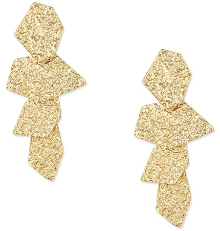 TOVABA Boucle d'Oreille Clip Femme, Design Géométrique Doré, Bijou Élégant et Raffiné