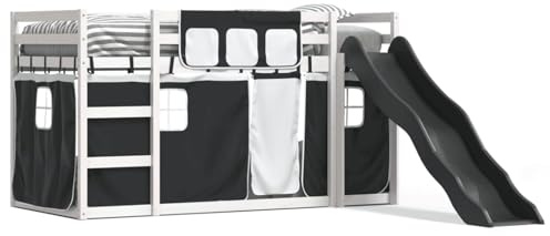 Gecheer White Solid Pine Wood Bunk Bed with Slide, Ladder & Guardrails - Suitable for Kids 6+ bed Model3284110