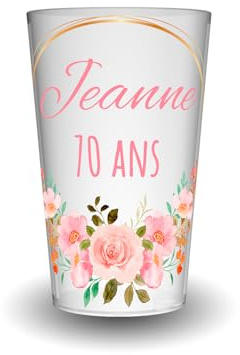 Wobz - Gobelet Personnalisé Anniversaire Couronne Fleur - Impression Quadrichromie digitale - Fabriqué En France - Prénom Et Âge Personnalisables - 25 cl - Pack de 10, 25, 50, 100, 250 et 500