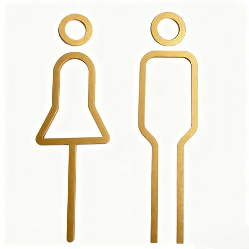 Nivofu Carteles de Baño Adhesivos Dorados, Señalización WC Hombre y Mujer en Acrílico Premium, Placa para Puerta de Aseo, Diseño Moderno para Oficina, Hotel y Restaurante, Fácil Instalación