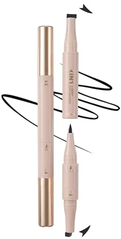Erinde 2 en 1 Sello Delineador de Ojos & Eyeliner, Doble Punta de Alta Precisión, Sellos de Ala Izquierda y Derecha, Eyeliner Waterproof Negro & Sin Transferencia, Trazo Definido e Intenso #Negro