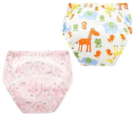 Pantalones de Entrenamiento Algodón 2 Piezas para Bebés Talla M | Transpirables Varios estilos 12-18kg y 6-12kg Lavables , Diseño a Prueba de Fugas