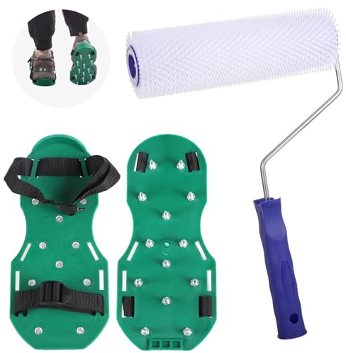 Kit di rulli e scarpe a chiodo, rullo con punte da 22,9 cm con scarpe a punte, rullo autolivellante in calcestruzzo, set di strumenti per la rimozione delle bolle d'aria per composti autolivellanti