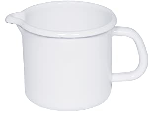RIESS, 0054-033, cazo pico 16, blanco clásico, diámetro 16 cm, altura 13 cm, contenido 2 L, esmalte, blanco, inducción, olla de leche con boquilla