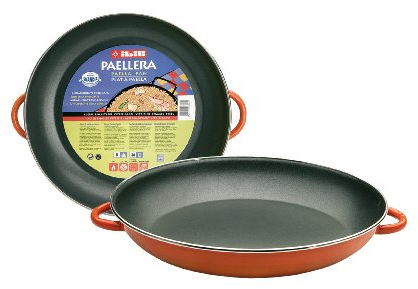 IBILI, Padella per paella orange, 38 cm, acciaio smaltato vetrificato, 8 porzioni, adatta ai piani a induzione.