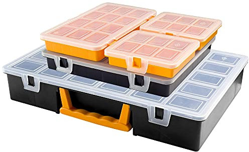 Art Plast 3060 Kit di 5 porta-minuteria in plastica, nero/giallo/trasparente