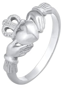 Elli Claddagh Anello a Forma di Cuore da Donna in Argento 925, Misura 12