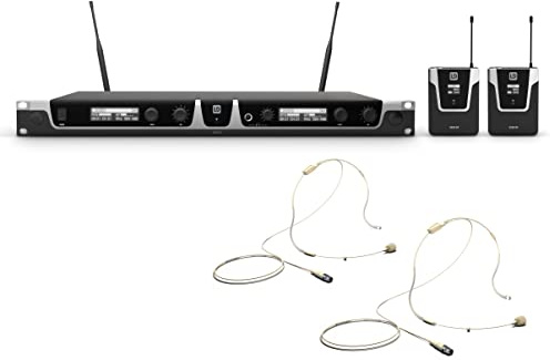 LD Systems U508 BPHH 2 - Funkmikrofon System mit Sender/Empfänger, 2 Bodypacks und 2 beige Headsets, 863-865 MHz + 823-832 MHz, schwarz