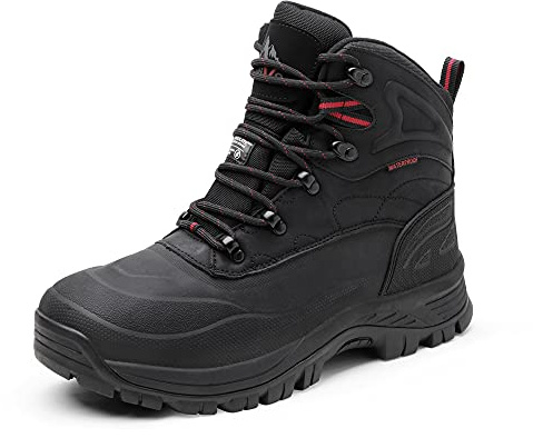 NORTIV 8 Stivali Uomo da Neve Invernali Caldo Stivali Invernali Impermeabili da Trekking All'aperto,Size 41,Nero,A0014