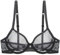 Sexy Sheer See Through Bras Unlined Underwire Lace Mesh Non Padded Ultra Thin Clear Bralette Black, 44C