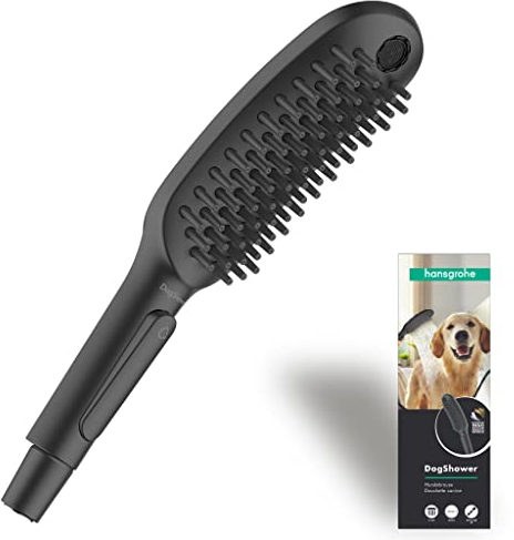 hansgrohe DogShower - Hundedusche mit 3 Strahlarten, Duschkopf für Hunde zur Fellpflege mit Streichelnoppen, 26640670, Mattschwarz