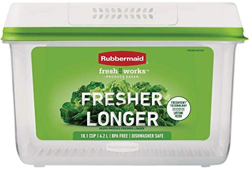 Rubbermaid FreshWorks Saver, Large Produce Storage Container, 18.1-Cup, Clear