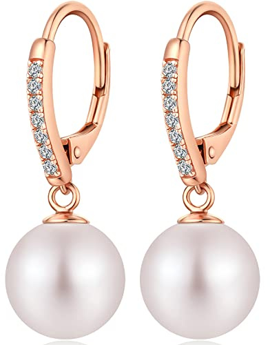 Miaofu Perlenohrringe 18K Weißgold Plattiert 925 Sterling Silber Perlen Ohrringe Hypoallergene Edler Schmuck für Damen Mehrere Farben und Größen
