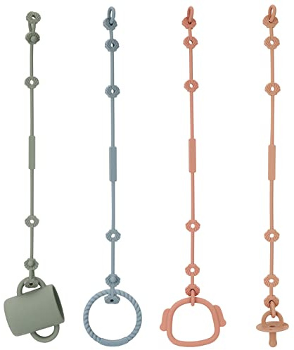 Toy Safety Straps, Socub Silicone Adjustable Baby Pacifier Teether Straps, 4pcs Toddler Toy Bottle Harness Straps for Strollers, High Chair, Cribs, Bags, BPA Free, Multi Colors