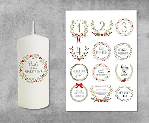 DIN A4 WEIHNACHTEN Tattoofolie - ADVENT - für Kerzen/Keramik (für Stumpenkerzen)