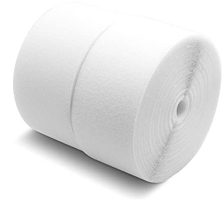 Baiann Sew On Hook and Loop Tape 4” x 6’ Non-Adhesive Heavy Duty Stripes Nylon Fastener Interlocking Straps for DIY Crafts Clothes Shoes Backpacks White (2 Yards)