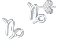 Ohrstecker Ohrringe Sternzeichen Steinbock Silber 925 Sterling als Ohrschmuck mit kleiner Schmuckbox - 7K - Schmuck Geschenke für Damen, Mädchen, Jungen, Kinder und Herren