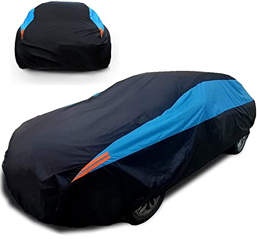 JanYoo Autoabdeckung Winter Auto Abdeckplane Wasserdicht Atmungsaktiv Autoplane Autogarage Wasserdicht Staubdicht Schneeschutz Sonnenschutz Vollgarage für Limousine (470 bis 490CM)