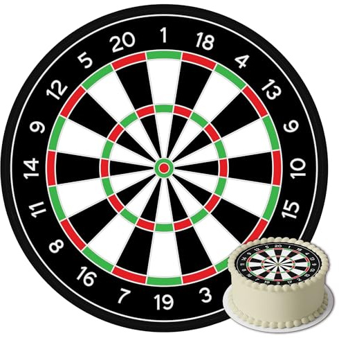 J&M DECO Tortenaufleger Dart – essbare Tortendeko Ø 20 cm – Kuchenaufleger mit Dartboard Motiv für Geburtstag & Turnier – Tortenbild auf Zuckerpapier – Made in EU