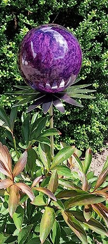 Jürgen Bocker Garten-Ambiente Blütenzauber Milano Rosenkugel 10 cm Edelstahl Gartenstecker Deko mit Stab 80 cm (violett)