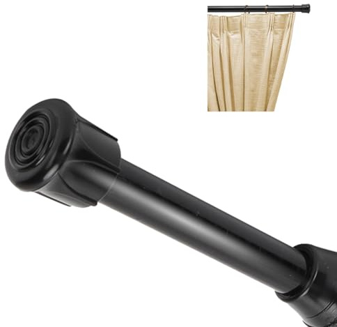 Tomotato Gardinenstange ohne Bohren, Schwarz Verstellbare Teleskopstange aus Kohlenstoffstahl für Badezimmer Fenster Küche Kleiderschrank Dusche und Raumteiler(40-70cm)