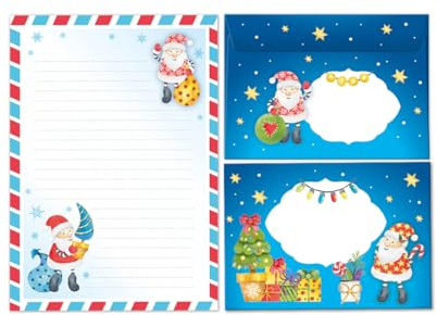 Briefpapier-Set Weihnachten Weihnachtsmann als Briefblock mit Umschlag für Kinder Mädchen Jungen Weihnachtsbriefpapier (Block A5 mit 25 Blätter + 15 Umschläge)